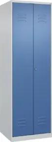 C+P Wäsche-Spind Classic PLUS, 2 Abteile, 1850x600x500mm, 7035/5023 Verschluss Zylinderschloss Trennwand mittig