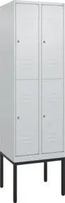C+P Doppelstock-Spind Classic PLUS, Gestell, 2 Abteile, 2120x600x500mm, 7035/703 Verschluss Zylinderschloss Front RAL 7035 Lichtgrau