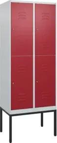 C+P Doppelstock-Spind Classic PLUS, Gestell, 2 Abteile, 2120x800x500mm, 7035/300 Verschluss Zylinderschloss Front RAL 3003 Rubinrot