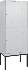 C+P Doppelstock-Spind Classic PLUS, Gestell, 2 Abteile, 2120x800x500mm, 7035/703 Verschluss Zylinderschloss Front RAL 7035 Lichtgrau