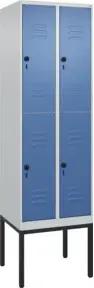 C+P Doppelstock-Spind Classic PLUS, Gestell, 2 Abteile, 2120x600x500mm, 7035/502 Verschluss Sicherheits-Drehriegel Front RAL 5023 Fernblau
