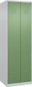 C+P Wäsche-Spind Classic PLUS, 2 Abteile, 1850x600x500mm, 7035/6011 Verschluss Zylinderschloss Trennwand mittig