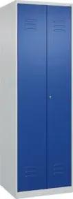 C+P Wäsche-Spind Classic PLUS, 2 Abteile, 1850x600x500mm, 7035/5010 Verschluss Zylinderschloss Trennwand mittig
