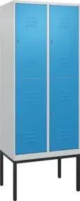 C+P Doppelstock-Spind Classic PLUS, Gestell, 2 Abteile, 2120x800x500mm, 7035/501 Verschluss Zylinderschloss Front RAL 5012 Lichtblau