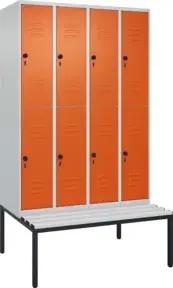 C+P Doppelstock-Spind Classic PLUS, Bank, 4 Abteile, 2120x1200x815mm, 7035/2004 Verschluss Sicherheits-Drehriegel Sitzbanktyp untergebaut Material Sitzfläche Kunststoff