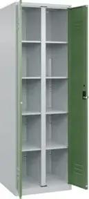 C+P Wäsche-Spind Classic PLUS, 2 Abteile, 1850x600x500mm, 7035/6011 Verschluss Sicherheits-Drehriegel Trennwand mittig