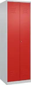 C+P Wäsche-/Garderobenspind Classic PLUS, 2 Abteile, 1850x600x500mm, 7035/3020 Verschluss Zylinderschloss Front RAL 3020 Verkehrsrot