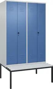 C+P PSA Doppel-Spind Classic PLUS, Bank, 4 Abteile, 2120x1200x815mm, 7035/5023 Verschluss Sicherheits-Drehriegel Sitzbanktyp untergebaut Material Sitzfläche Kunststoff