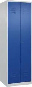 C+P Wäsche-/Garderobenspind Classic PLUS, 2 Abteile, 1850x600x500mm, 7035/5010 Verschluss Zylinderschloss Front RAL 5010 Enzianblau