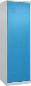 C+P Wäsche-/Garderobenspind Classic PLUS, 2 Abteile, 1850x600x500mm, 7035/5012 Verschluss Zylinderschloss Front RAL 5012 Lichtblau