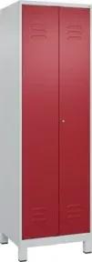 C+P Wäsche-/Kombispind Classic PLUS, Füße, 2 Abteile, 1950x600x500mm, 7035/3003 Verschluss Zylinderschloss Front RAL 3003 Rubinrot