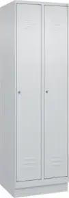 C+P Wäsche-Spind Classic PLUS, Sockel, 2 Abteile, 1950x600x500mm, 7035/7035 Verschluss Zylinderschloss