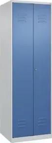 C+P Wäsche-/Garderobenspind Classic PLUS, 2 Abteile, 1850x600x500mm, 7035/5023 Verschluss Zylinderschloss Front RAL 5023 Fernblau