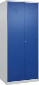 C+P Wäsche-Spind Classic PLUS, 2 Abteile, 1850x800x500mm, 7035/5010 Verschluss Zylinderschloss Trennwand mittig