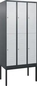 C+P Doppelstock-Spind Classic PLUS, Gestell, 3 Abteile, 2120x900x500mm, 7016/703 Verschluss Zylinderschloss Front RAL 7035 Lichtgrau