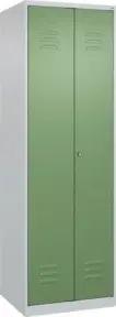 C+P Wäsche-/Garderobenspind Classic PLUS, 2 Abteile, 1850x600x500mm, 7035/6011 Verschluss Zylinderschloss Front RAL 6011 Resedagrün