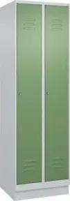 C+P Wäsche-Spind Classic PLUS, Sockel, 2 Abteile, 1950x600x500mm, 7035/6011 Verschluss Zylinderschloss