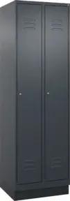 C+P Spind Classic PLUS, Sockel, 2 Abteile, 1950x600x500mm, 7016/7016 Verschluss Zylinderschloss 3 Garderobenhaken