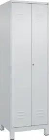 C+P Wäsche-/Kombispind Classic PLUS, Füße, 2 Abteile, 1950x600x500mm, 7035/7035 Verschluss Zylinderschloss Front RAL 7035 Lichtgrau