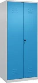 C+P Wäsche-Spind Classic PLUS, 2 Abteile, 1850x800x500mm, 7035/5012 Verschluss Sicherheits-Drehriegel Trennwand mittig
