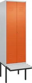 C+P PSA Doppel-Spind Classic PLUS, Bank, 2 Abteile, 2120x600x815mm, 7035/2004 Verschluss Zylinderschloss Sitzbanktyp auskragend Material Sitzfläche Kunststoff