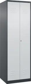 C+P Wäsche-/Garderobenspind Classic PLUS, 2 Abteile, 1850x600x500mm, 7016/7035 Verschluss Zylinderschloss Front RAL 7035 Lichtgrau