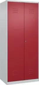 C+P Wäsche-/Garderobenspind Classic PLUS, 2 Abteile, 1850x800x500mm, 7035/3003 Verschluss Zylinderschloss Front RAL 3003 Rubinrot
