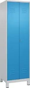 C+P Wäsche-/Kombispind Classic PLUS, Füße, 2 Abteile, 1950x600x500mm, 7035/5012 Verschluss Zylinderschloss Front RAL 5012 Lichtblau