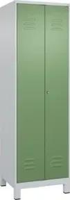 C+P Wäsche-/Kombispind Classic PLUS, Füße, 2 Abteile, 1950x600x500mm, 7035/6011 Verschluss Zylinderschloss Front RAL 6011 Resedagrün