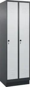 C+P Wäsche-Spind Classic PLUS, Sockel, 2 Abteile, 1950x600x500mm, 7016/7035 Verschluss Sicherheits-Drehriegel
