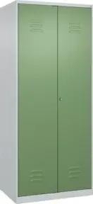C+P Wäsche-/Garderobenspind Classic PLUS, 2 Abteile, 1850x800x500mm, 7035/6011 Verschluss Zylinderschloss Front RAL 6011 Resedagrün