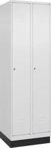 C+P Spind Classic PLUS, Sockel, 2 Abteile, 1950x600x500mm, 9016/9016 Verschluss Zylinderschloss 3 Garderobenhaken