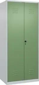 C+P Wäsche-Spind Classic PLUS, 2 Abteile, 1850x800x500mm, 7035/6011 Verschluss Sicherheits-Drehriegel Trennwand mittig