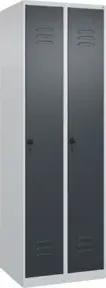 C+P Wäsche-Spind Classic PLUS, 2 Abteile, 1850x600x500mm, 7035/7016 Verschluss Sicherheits-Drehriegel