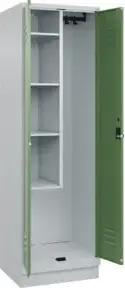 C+P Putzmittel-Spind Classic PLUS, Sockel, 2 Abteile, 1950x600x500mm, 7035/6011 Verschluss Sicherheits-Drehriegel