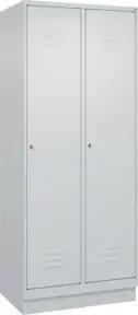 C+P Spind Classic PLUS, Sockel, 2 Abteile, 1950x800x500mm, 7035/7035 Verschluss Zylinderschloss 4 Garderobenhaken