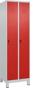 C+P Wäsche-Spind Classic PLUS, Füße, 2 Abteile, 1950x600x500mm, 7035/3020 Verschluss Sicherheits-Drehriegel