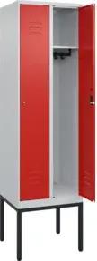 C+P Spind Classic PLUS, Gestell, 2 Abteile, 2120x600x500mm, 7035/3020 Verschluss Zylinderschloss 3 Garderobenhaken