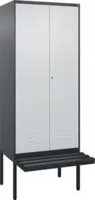 C+P PSA Doppel-Spind Classic PLUS, Bank, 2 Abteile, 2120x800x815mm, 7016/7035 Verschluss Zylinderschloss Sitzbanktyp auskragend Material Sitzfläche Kunststoff