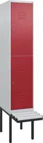 C+P Doppelstock-Spind Classic PLUS, Bank, 1 Abteil, 2120x400x815mm, 7035/3003 Verschluss Zylinderschloss Sitzbanktyp auskragend Material Sitzfläche Kunststoff