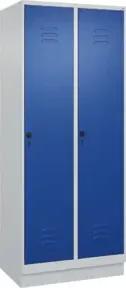 C+P Wäsche-Spind Classic PLUS, Sockel, 2 Abteile, 1950x800x500mm, 7035/5010 Verschluss Sicherheits-Drehriegel