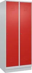 C+P Spind Classic PLUS, Sockel, 2 Abteile, 1950x800x500mm, 7035/3020 Verschluss Zylinderschloss 4 Garderobenhaken