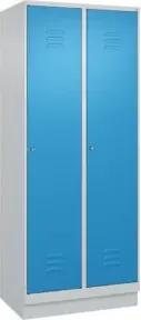 C+P Wäsche-Spind Classic PLUS, Sockel, 2 Abteile, 1950x800x500mm, 7035/5012 Verschluss Zylinderschloss