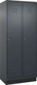 C+P Spind Classic PLUS, Sockel, 2 Abteile, 1950x800x500mm, 7016/7016 Verschluss Zylinderschloss 4 Garderobenhaken