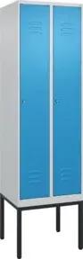 C+P Spind Classic PLUS, Gestell, 2 Abteile, 2120x600x500mm, 7035/5012 Verschluss Zylinderschloss 3 Garderobenhaken