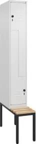 C+P Z-Spind Classic PLUS, Bank, 2 Fächer, 2120x300x815mm, 9016/9016 Verschluss Sicherheits-Drehriegel Sitzbanktyp untergebaut Material Sitzfläche Buche-Hartholz