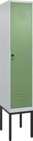 C+P Spind Classic PLUS, Gestell, 1 Abteil, 2120x400x500mm, 7035/6011 Verschluss Sicherheits-Drehriegel 4 Garderobenhaken Trennwand mittig