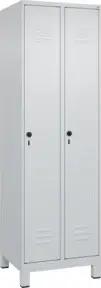 C+P Wäsche-Spind Classic PLUS, Füße, 2 Abteile, 1950x600x500mm, 7035/7035 Verschluss Sicherheits-Drehriegel