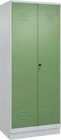 C+P Putzmittel-Spind Classic PLUS, Sockel, 2 Abteile, 1950x800x500mm, 7035/6011 Verschluss Sicherheits-Drehriegel
