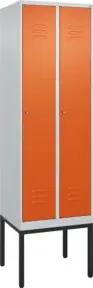 C+P Spind Classic PLUS, Gestell, 2 Abteile, 2120x600x500mm, 7035/2004 Verschluss Zylinderschloss 3 Garderobenhaken